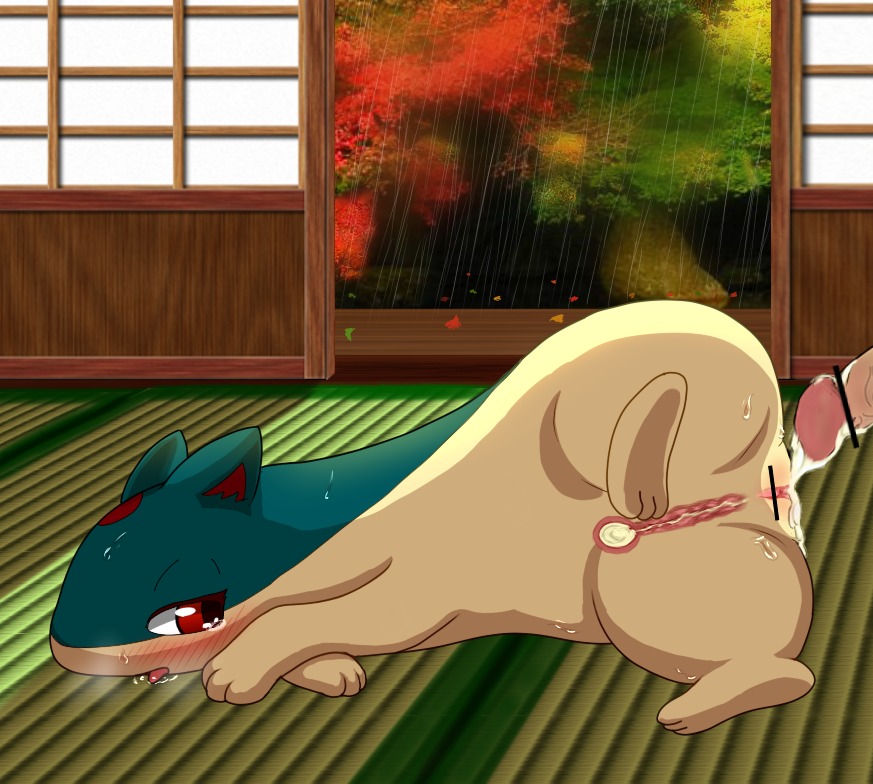 3_toes after_sex barefoot bestiality black_eyes blush bodily_fluids breath butt censored cum cum_in_uterus cum_in_vagina cum_inside cum_on_penis cum_on_vulva drooling duo e621 erection feet female female_on_human feral from_behind_position fur generation_2_pokemon genital_fluids genitals glistening green_body green_fur human human_on_feral ineffective_censorship inside internal interspecies leaf looking_back lying male male/female male_on_feral mammal nintendo nude on_side open_mouth orgasm penetration penis pink_body pink_penis pink_skin plant pokemon pokemon_(species) pokephilia presenting presenting_hindquarters quilava raining raised_leg red_body red_eyes red_fur red_skin saliva sex shadow shu sweat tan_body tan_fur tan_penis toes tongue tongue_out tree uterus vaginal vaginal_canal vcrow_shuu vein vulva water