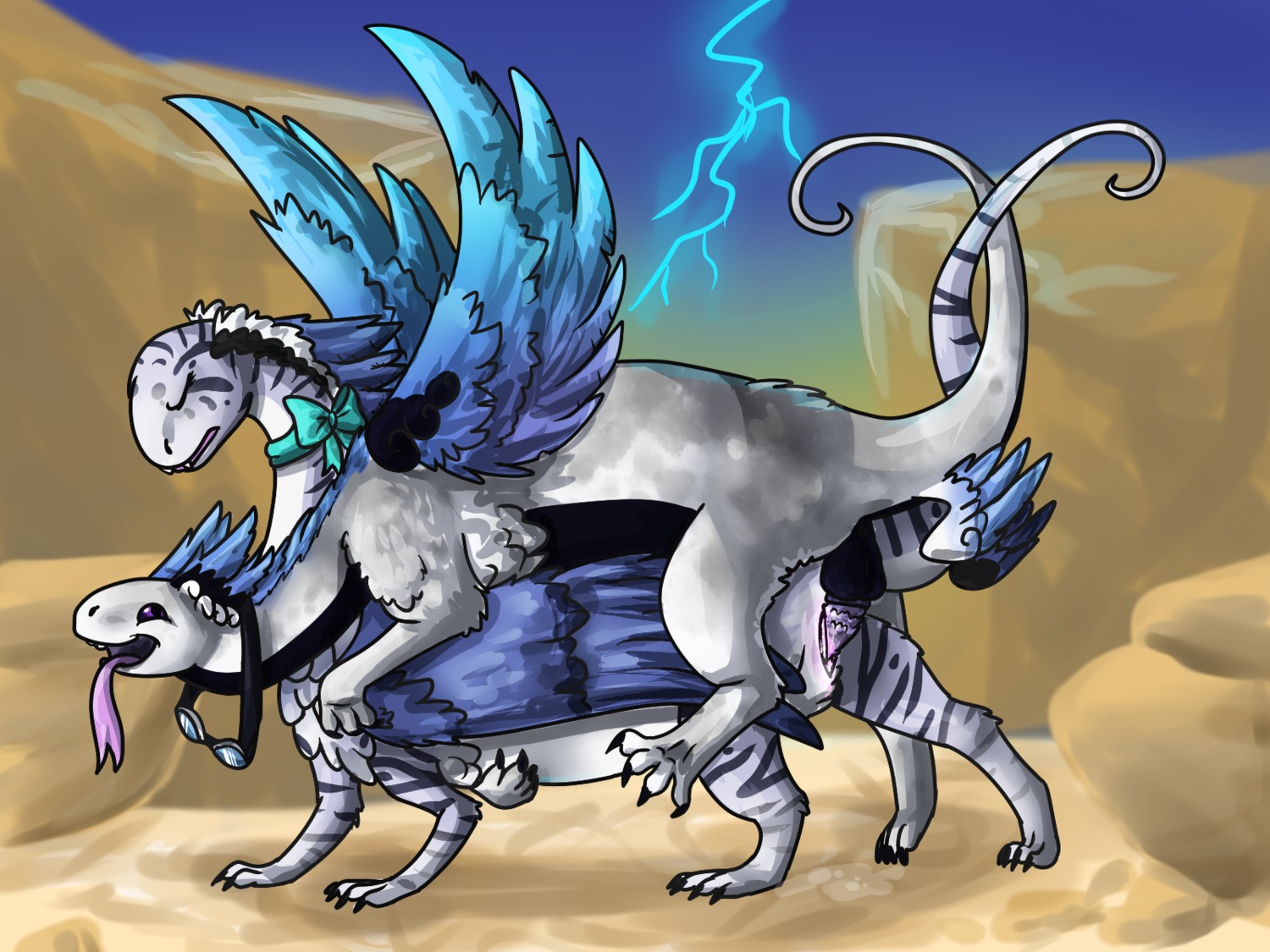 4:3 all_fours claws coatl_dragon crouching desert doggystyle dragon duo e621 electricity erection eyes_closed eyewear feathered_wings feathers female female_penetrated feral feral_on_feral flight_rising from_behind_position genitals goggles hi_res lightning male male/female male_penetrating male_penetrating_female mythological_creature mythological_scalie mythology nude outside penetration penile penile_penetration penile_spines penis penis_in_vagina raised_leg ribbons scalie sex soyiled tail tongue vaginal vaginal_penetration vulva wings