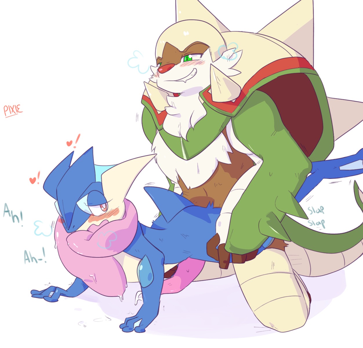 amphibian anal anal_penetration anthro anthro_on_anthro blush bodily_fluids chesnaught chest_tuft duo e621 erection foshopixie fur generation_6_pokemon genital_fluids genitals greninja happy heart_symbol hi_res interspecies male male/male male_penetrated male_penetrating male_penetrating_male nintendo penetration penis pokemon pokemon_(species) precum sex side_view smile spikes tongue tongue_out toony tuft