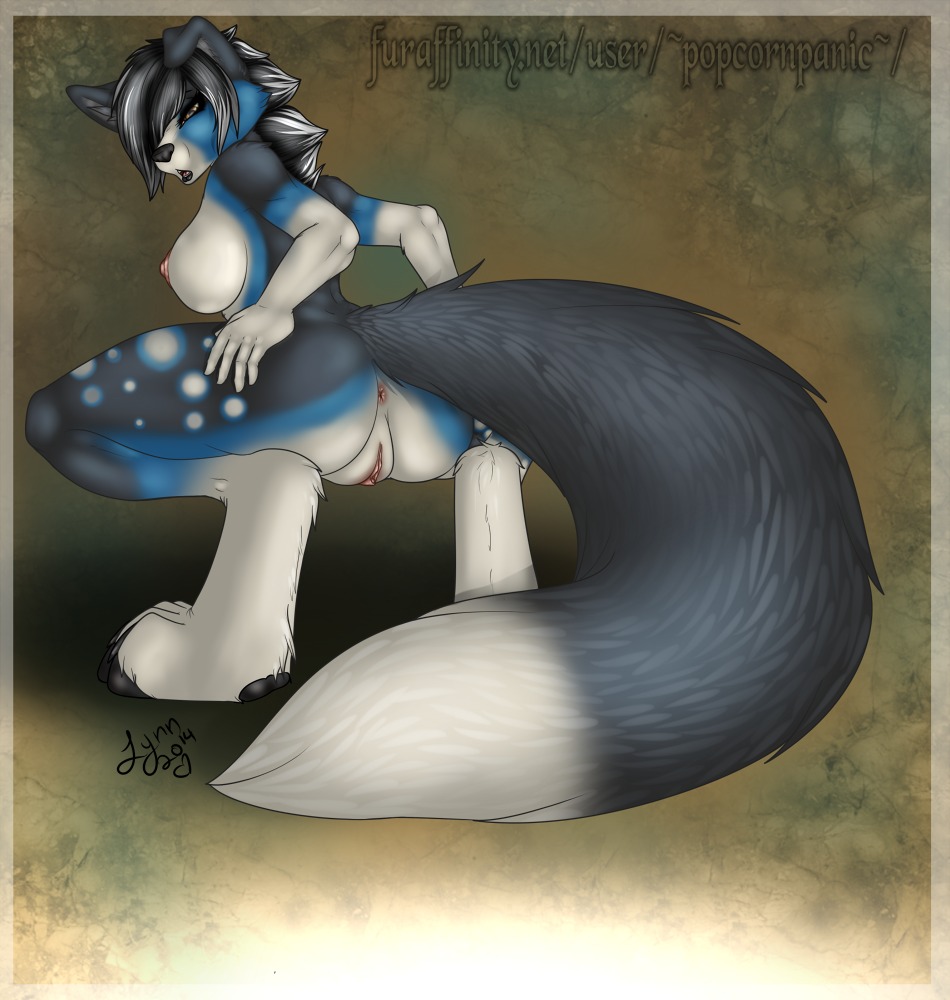 2014 anabel_calamity anthro anus biped border_collie breasts butt canid canine canis collie crouching domestic_dog e621 female fluffy genitals hair hair_over_eye hands_on_hips herding_dog jackalope_(artist) looking_back mammal nipples nude one_eye_obstructed open_mouth pastoral_dog pose presenting sheepdog side_boob solo vulva