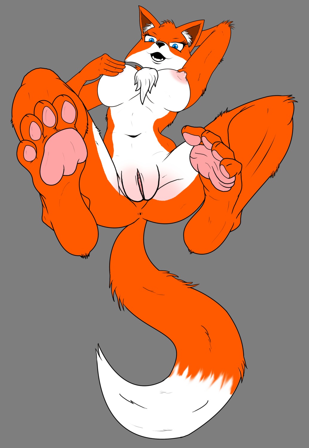 4_toes absurd_res alpha_channel anthro anus barefoot big_breasts biped black_nose blue_eyes breasts canid canine chest_tuft conditional_dnp digital_media_(artwork) dipstick_tail e621 fangs feet female foot_focus fox fur genitals hi_res hindpaw humanoid_feet looking_at_viewer lying mammal markings on_back open_mouth orange_body orange_fur pawpads paws plantigrade plump_labia simple_background soles solo spread_legs spreading tail tail_markings teeth toes transparent_background tuft vulva zp92