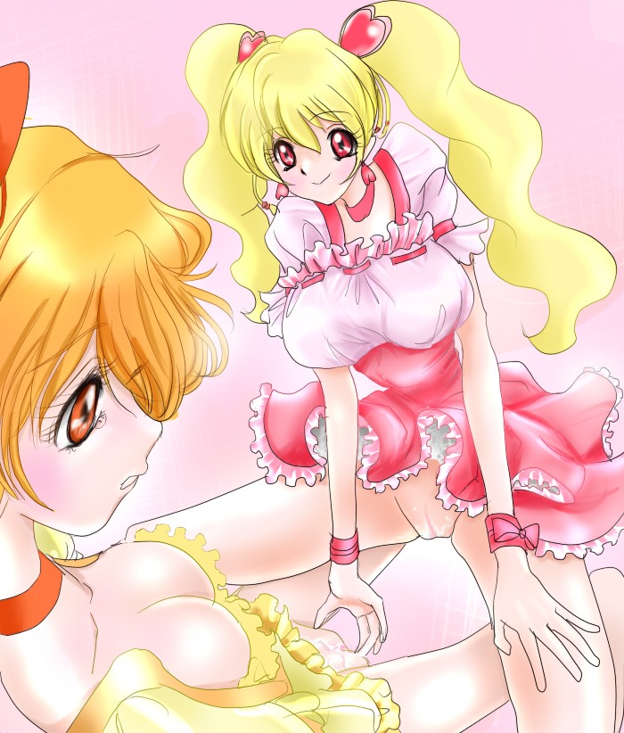 breasts clothing cure_peach cure_pine dress female fingering fresh_precure! fresh_pretty_cure inori_yamabuki magical_girl medium_breasts momozono_love precure pretty_cure ravetx rule34 tagme yamabuki_inori yuri
