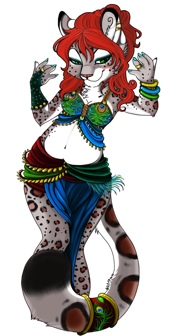 2011 anthro e621 ear_piercing felid female hair jewelry leopard leopard_spots mammal pantherine piercing pumpkinskittle08 simple_background solo spots tail white_background