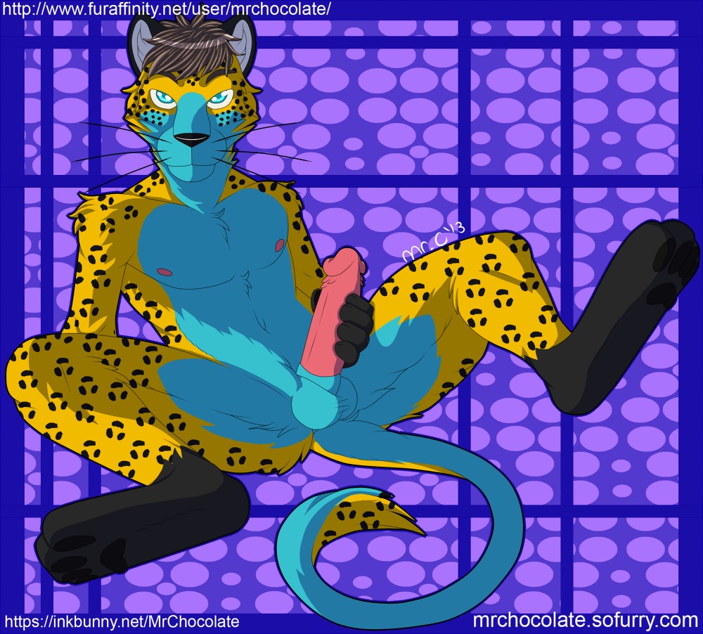 2013 anthro balls biped blue_eyes e621 erection felid genitals hair humanoid_genitalia humanoid_penis leopard leopard_spots looking_at_viewer male mammal masturbation mrchocolate nipples nude pantherine pawpads paws penile penile_masturbation penile_spines penis solo spots spread_legs spreading tail whiskers zel_(zelnyair)
