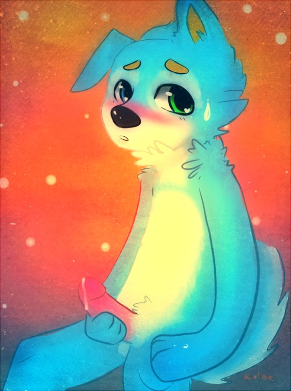 anthro black_nose blue_body blue_fur blush bodily_fluids canid canine canis cum domestic_dog e621 erection fur genital_fluids genitals humanoid_genitalia humanoid_penis husky male mammal masturbation nordic_sled_dog orange_background paws penile penile_masturbation penis pink_background simple_background solo spitz sweat unknown_artist