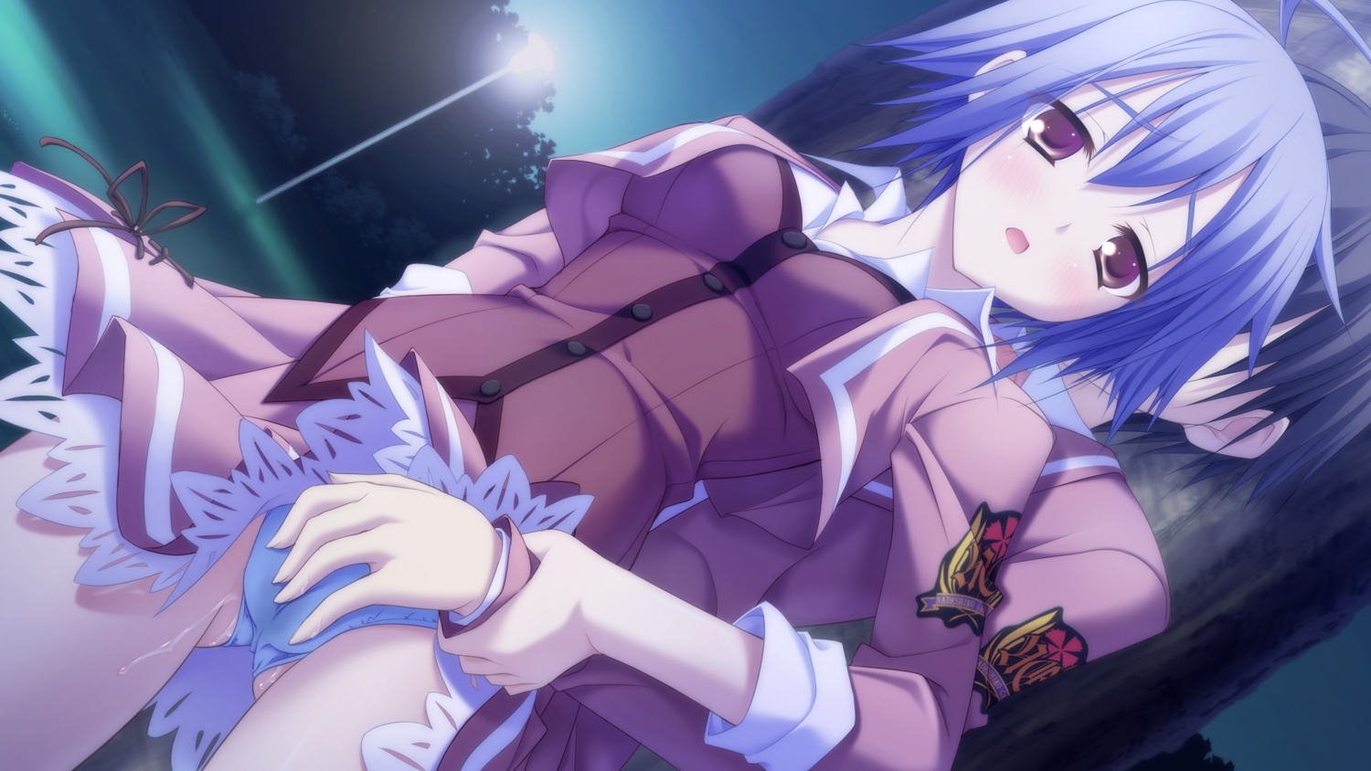 amakusa_tobari blue_hair canvas_(series) canvas_4 female fingering game_cg night panties pussy pussy_juice rule34 seifuku shinonome_azura short_hair underwear