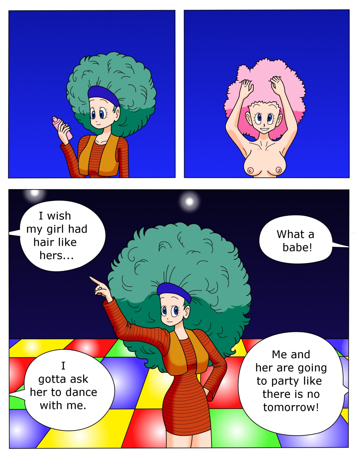 afro bulma_(afro) bulma_briefs dragon_ball dragon_ball_z female female_only human megatronman multiple_females multiple_girls rule34 tagme