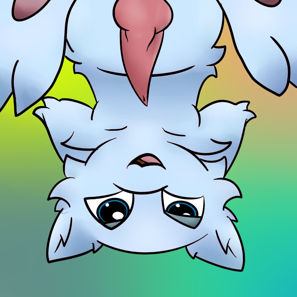 1:1 abstract_background animal_genitalia blue_eyes e621 erection feet fur generation_1_pokemon genitals hindpaw knot legendary_pokemon looking_at_viewer male mew_(pokemon) nintendo oddbaillie one_eye_closed pawpads paws penis pink_body pink_fur pokemon pokemon_(species) simple_background solo spread_legs spreading upside_down wink