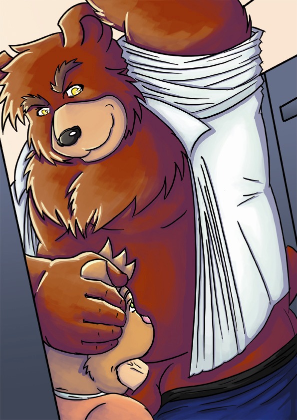 age_difference anthro asumakuma balls bear biceps clothed clothing duo e621 erection fellatio genitals head_grab inside locker locker_room male male/male male_penetrated male_penetrating male_penetrating_male mammal muscular oral oral_penetration partially_clothed penetration penile penis sex smile