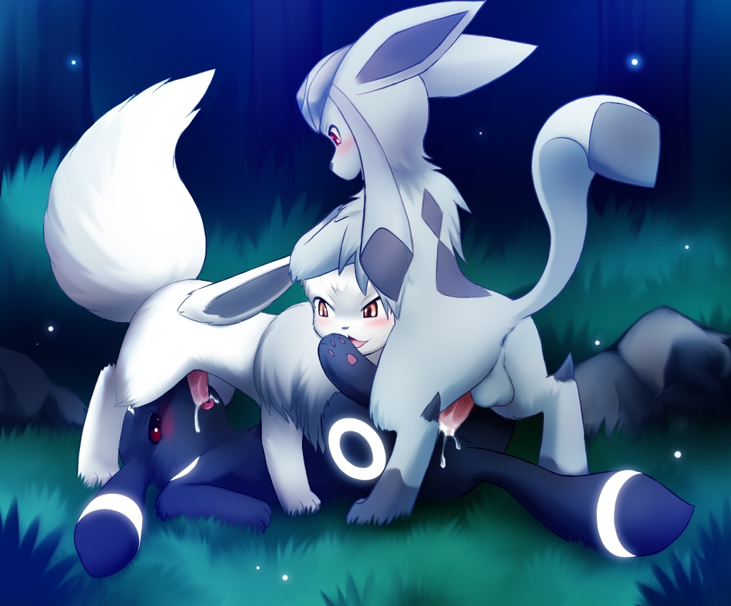 absoleon alternate_color ambiguous_gender anal anal_penetration balls blush bodily_fluids canid canine cum cum_in_ass cum_in_mouth cum_inside darkmirage double_penetration e621 eevee eeveelution erection fellatio feral generation_1_pokemon generation_2_pokemon generation_4_pokemon genital_fluids genitals glaceon group group_sex male male/ambiguous mammal night nintendo nude oral oral_penetration orange_eyes outside penetration penile penile_penetration penis penis_in_ass pokemon pokemon_(species) red_eyes rekuuza sex spitroast tail threesome trio umbreon