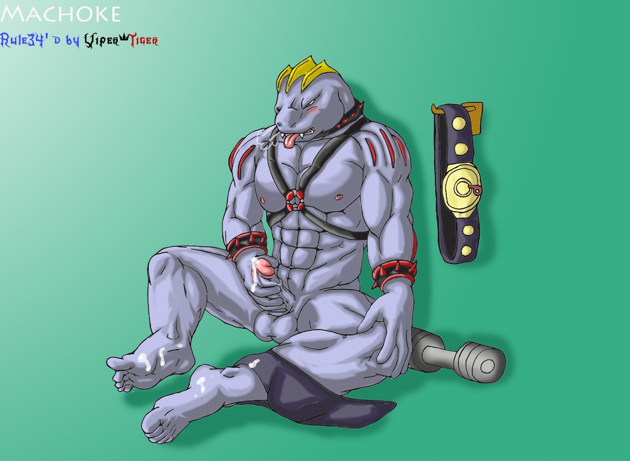abs barefoot blush color cum dumbbell grey_skin machoke male male_only masturbation monster muscles nude pok&eacute;mon_(species) pokemon pokemon_(species) rule34 sitting solo tagme viper_tiger weights
