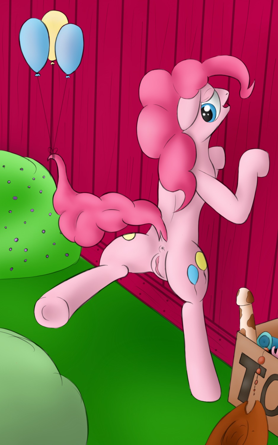 2013 5:8 anus attached_to_balloon balloon barn blue_eyes box clothing container cowboy_hat cutie_mark dock_(anatomy) dream_breaker e621 earth_pony equid equine female feral friendship_is_magic fur genitals hair hasbro hat headgear headwear hi_res horse inflatable mammal my_little_pony nude outside pink_body pink_fur pink_hair pinkie_pie_(mlp) pony presenting presenting_vulva raised_leg raised_tail sex_toy smile solo spread_legs spreading tail vulva