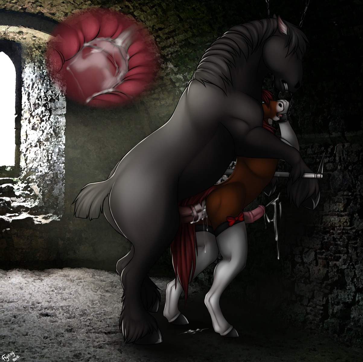 absurd_res against_surface against_wall anal anal_orgasm anal_penetration animal_genitalia animal_penis anthro anthro_on_feral anthro_penetrated bdsm bestiality bodily_fluids bondage bound brutus_(valmir) butt chain clothed clothing crossdressing cuff_(restraint) cum cum_in_ass cum_inside cum_on_wall cum_while_penetrated cumshot digital_media_(artwork) dominant draft_horse dungeon duo e621 ejaculation equid equine equine_genitalia equine_penis erection femboy feral feral_penetrating feral_penetrating_anthro flynx-flink genital_fluids genitals hands-free hi_res hooves horse inside internal intraspecies intraspecies_bestiality larger_dom larger_male legwear long_story looking_pleasured male male/male male_on_bottom male_on_feral male_on_top male_penetrated male_penetrating male_penetrating_male mammal mane nude on_bottom on_top orgasm penetration penile penile_penetration penis penis_in_ass pinned precum quadruped restraints ribbons sex shackles short_tail simultaneous_orgasms size_difference slave smaller_male standing stockings story story_in_description tail unguligrade valmir