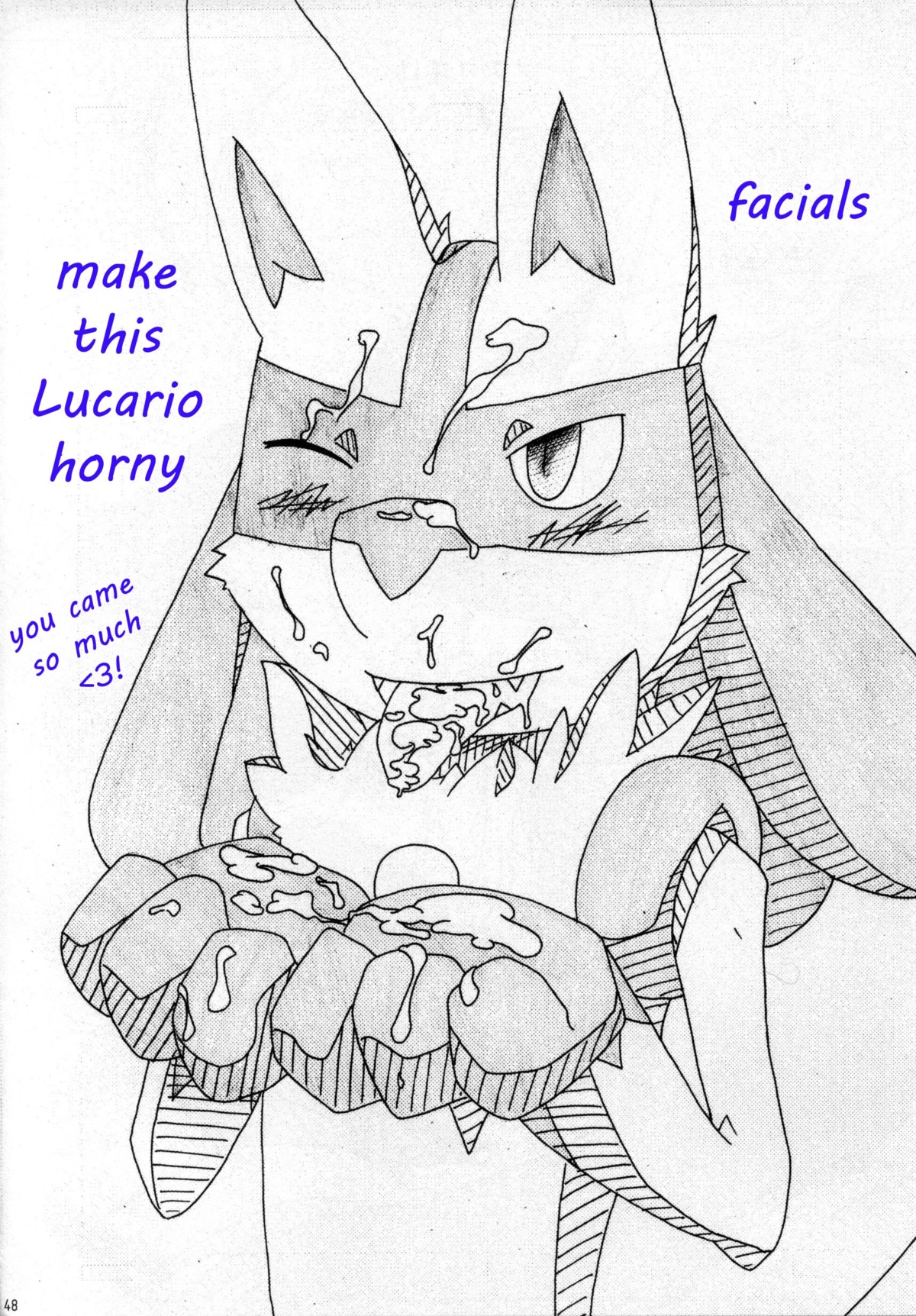 ambiguous_gender cum cum_in_mouth cum_on_face lucario messy pokemon pokemon_(species) rule34