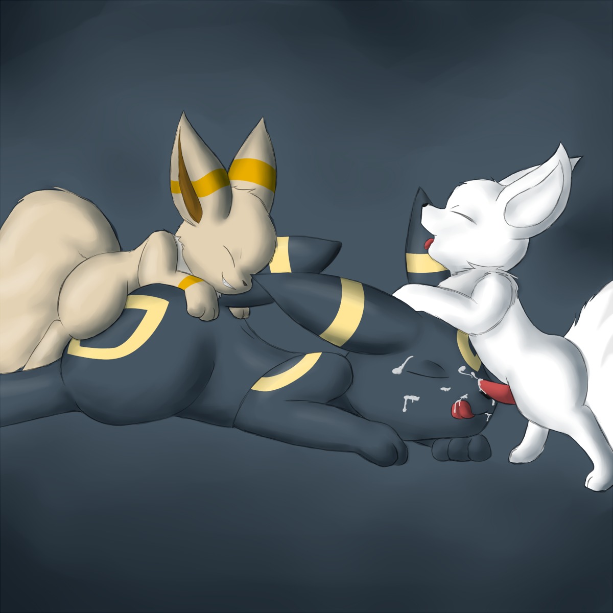 color cum eeveelution feral fur interspecies male multiple_males nintendo nude penis pokemon pokemon_(species) rule34 shenhibiki side_view tagme umbreon