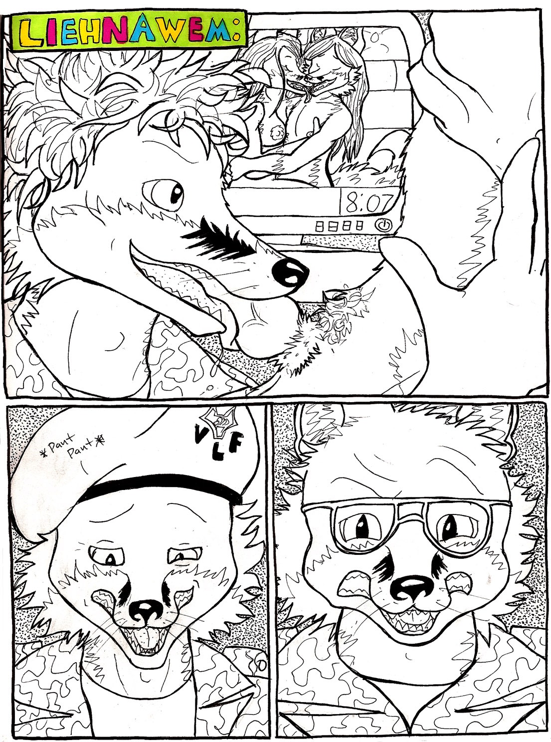2014 animal_genitalia anthro balls being_watched canid canine clothing comic duo e621 erection fellatio fox fur genitals hair hi_res knot looking_at_another male male/male male_penetrated male_penetrating male_penetrating_male mammal multiple_scenes open_mouth oral oral_penetration penetration penile penis sex spot_color teeth text tongue triadfox voyeur