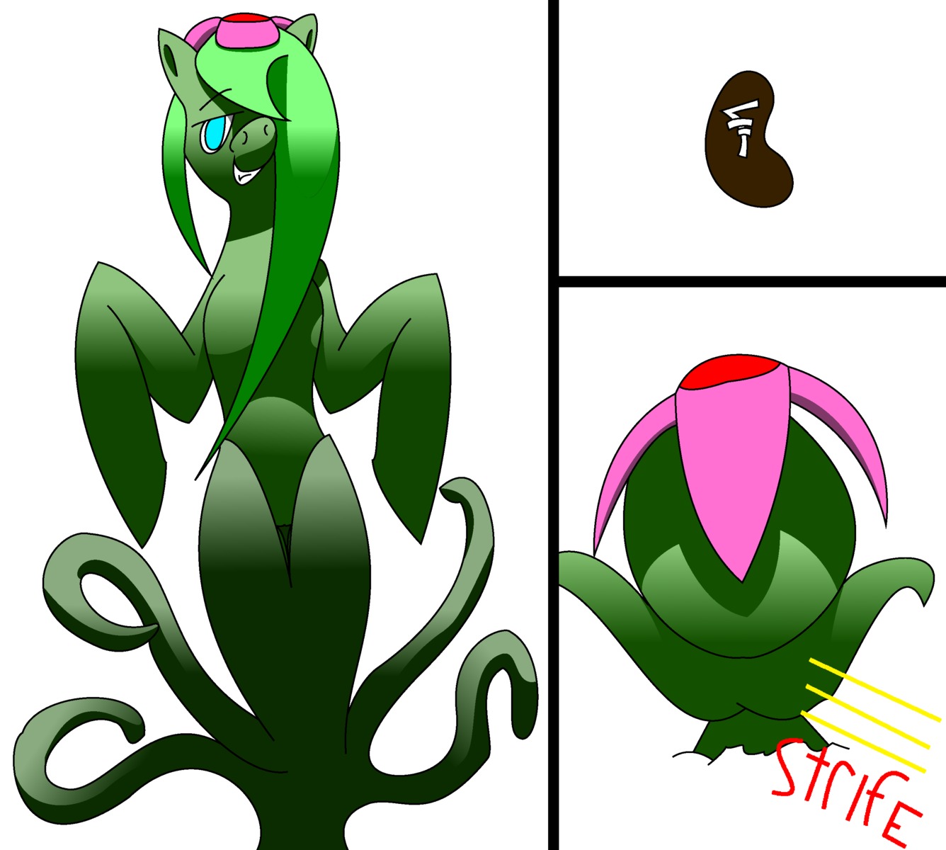 absurd_res biped blue_eyes comic commander-strife corruption_of_champions digital_media_(artwork) e621 earth_pony elemental_creature equid equine fan_character female flora_fauna flower green_body green_hair green_skin grin hair hasbro helena_vinelash hi_res hooves horse hybrid looking_at_viewer mammal mane my_little_pony nude plant pod pony seed shadow signature simple_background smile solo standing tentacle_creature tentacles text white_background