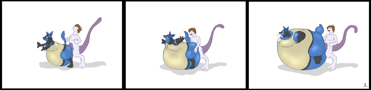 anthro canine color cum_inflation feline fur interspecies legendary_pokemon lucario male male_only mewtwo multiple_males nintendo pokemon pokemon_(species) rule34 sex side_view tagme tail what yaoi