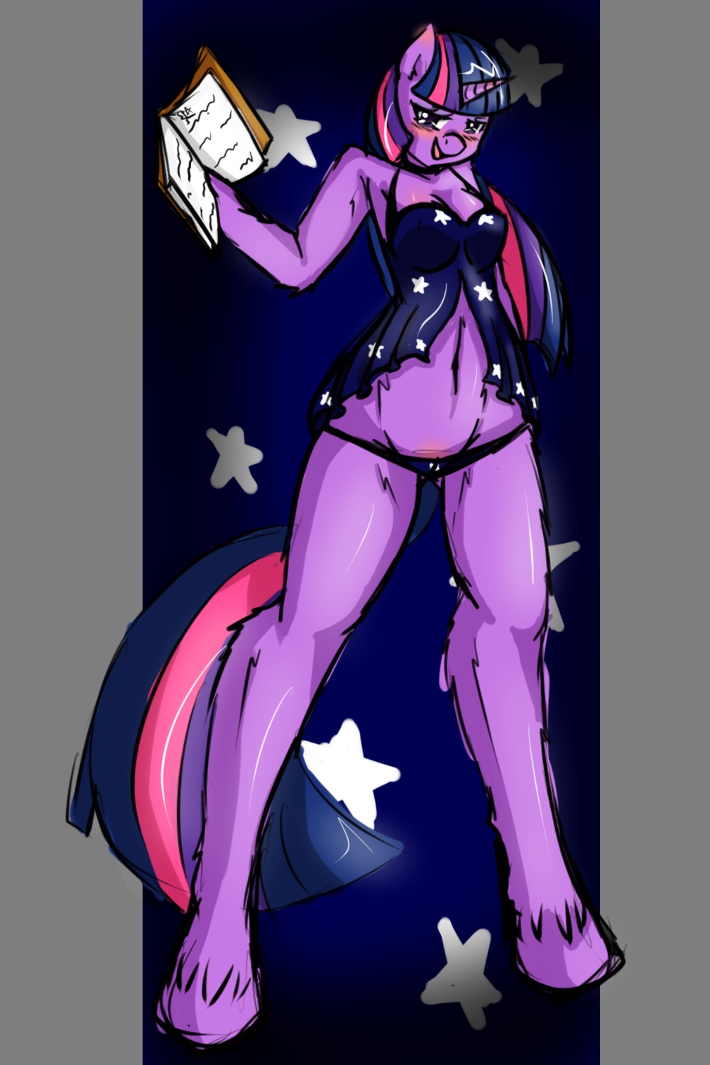 2:3 alpha_channel anthro anthrofied avante92 babydoll blush book breasts cleavage clothed clothing e621 equid equine female friendship_is_magic fur genitals hair hasbro hi_res hooves horn mammal multicolored_hair my_little_pony mythological_creature mythological_equine mythology nightgown panties purple_body purple_fur purple_hair solo tail twilight_sparkle_(mlp) two_tone_hair underwear unicorn vulva
