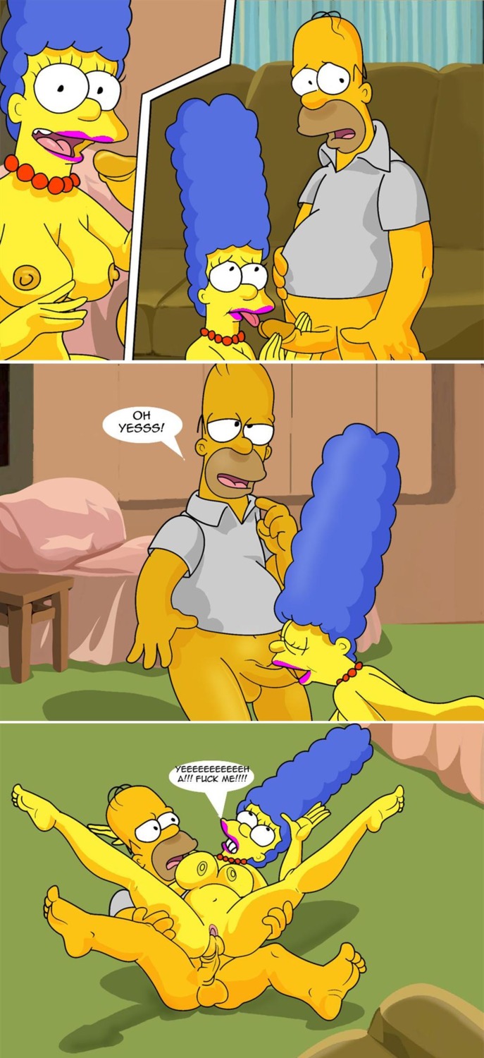 breasts color comic female homer_simpson human indoors insertion male marge_simpson nipples nude penis rule34 sex straight tagme the_simpsons