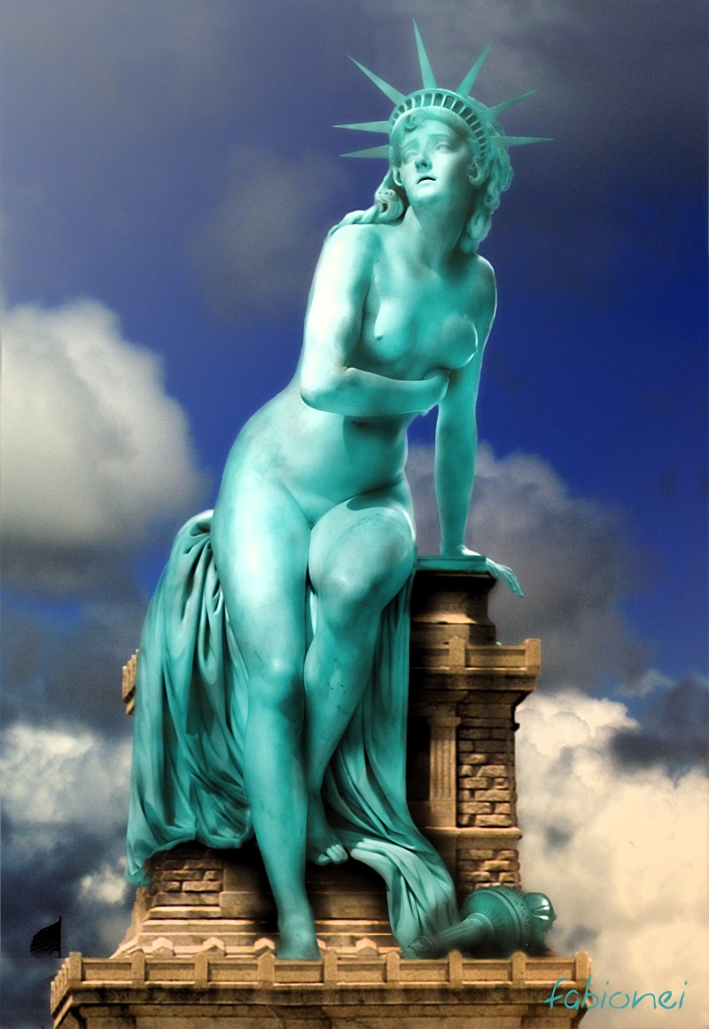 breasts fabionei female inanimate naked nude rule34 statue statue_of_liberty tagme thick_thighs