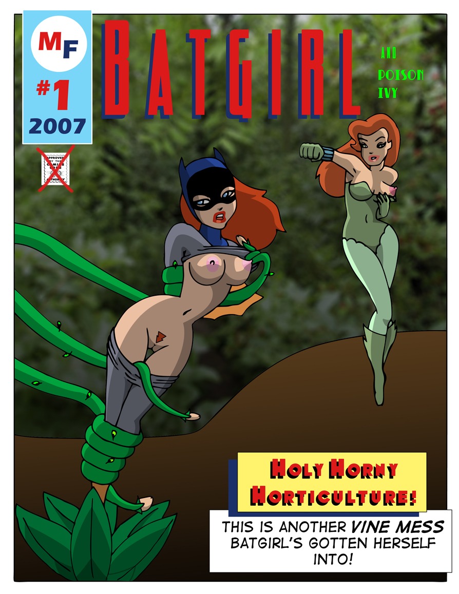 2girls barbara_gordon batgirl batman:_the_animated_series batman_(series) big_breasts breasts comic_cover dc dc_comics dcau female female_only multiple_females multiple_girls nipples poison_ivy poison_ivy_(dcau) pubic_hair red_hair rule34 sharpie_(artist) tied_up vines