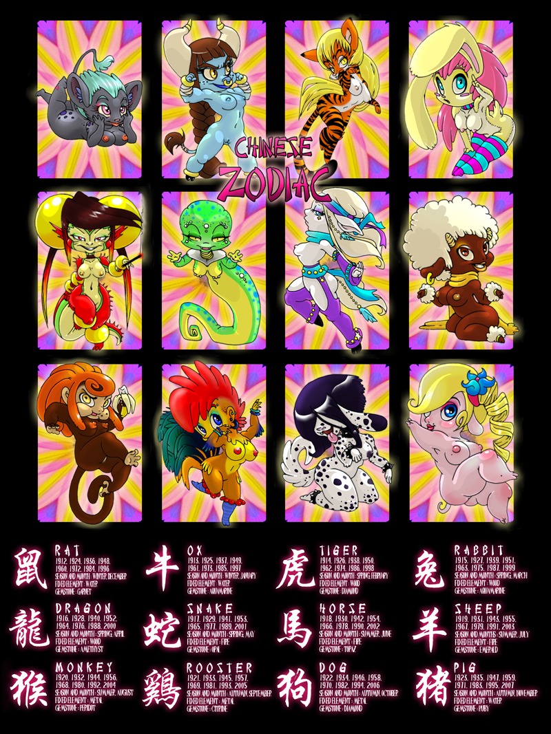 anthro canine caprine chinese_zodiac dragon equine feline female female_only haplorhine horse male male_chicken monkey monkey_feet monkey_girl ox pig prehensile_feet primate rabbit rat reptile rodent rule34 scalie sheep snake tiger