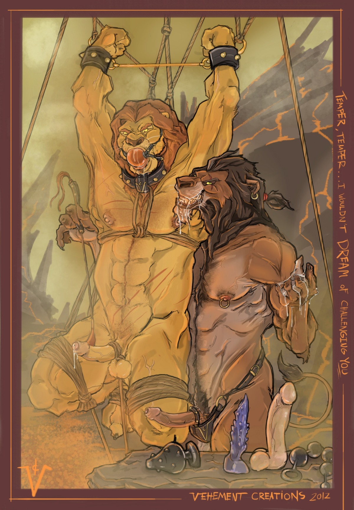 2boys abs anal_beads anal_plug anthro ball_gag balls bdsm bondage bound bracelet brother brothers buttplug cock_and_ball_torture cock_and_balls_torture collar color cum digital_media_(artwork) dildo disney duo feline forced forced_yaoi foreskin furry furry_only gag gay humanoid_penis incest lion male male_only mufasa nipple_piercing nipples no_humans penis piercing pubic_hair purple_dildo rape red_ball_gag rule34 scar scar_(the_lion_king) sex_toy spiked_bracelet spiked_collar the_lion_king uncensored uncircumcised uncut vehementcreations vein veiny_penis whip yaoi