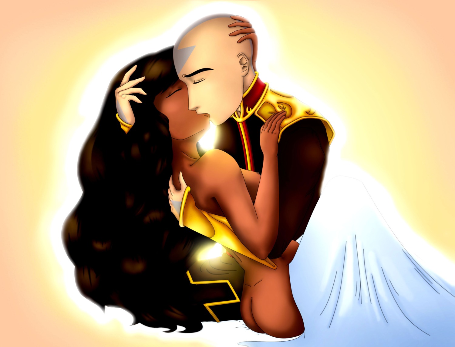 1boy 1girls aang air_nomad airbender_tattoo avatar_legends avatar_the_last_airbender breasts clothing dark-skinned_female dark_skin female human interracial katara male male/female rule34 sex small_breasts straight the_avatar water_tribe