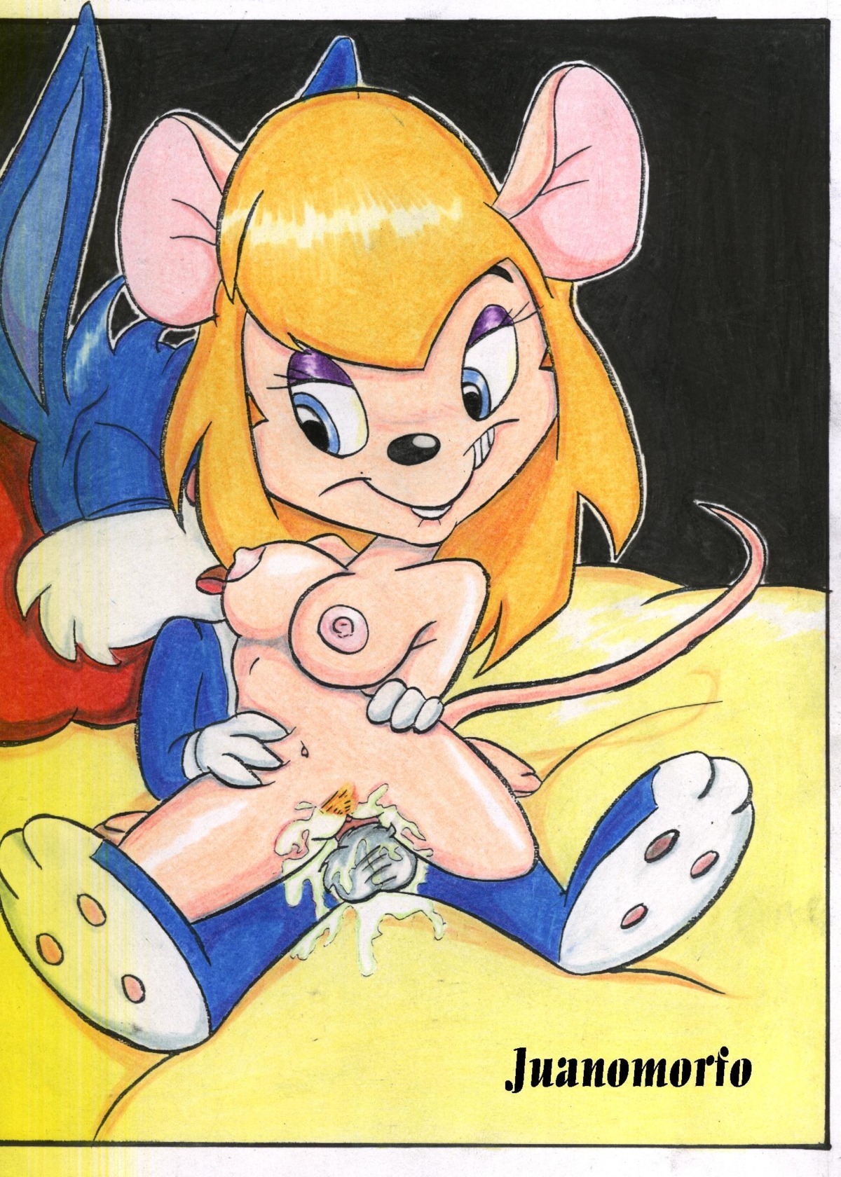 anthro buster_bunny chip_'n_dale_rescue_rangers disney female fur furry gadget_hackwrench juanomorio male mammal mouse nipples rabbit rodent rule34 straight tiny_toon_adventures