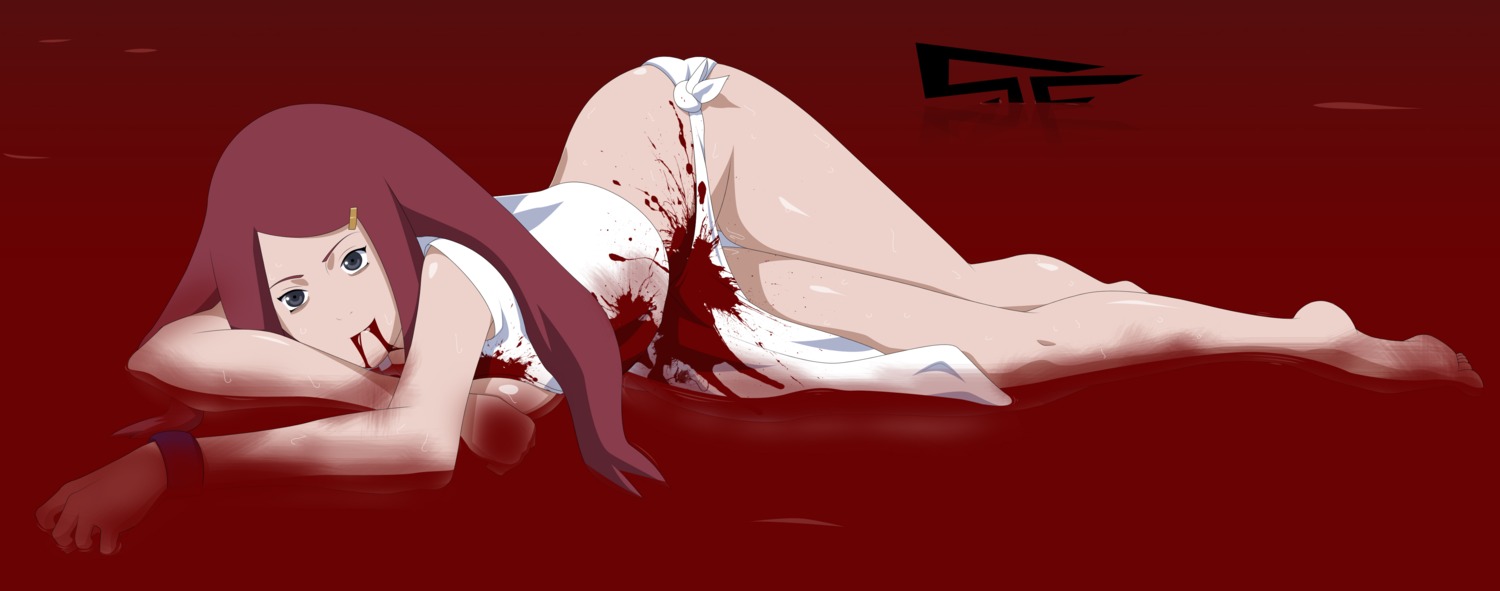 blood female gore guro injuries milf naruto naruto_(series) naruto_shippuden purple_eyes red_hair rule34 stiky_finkaz straight_hair uzumaki_kushina watermark