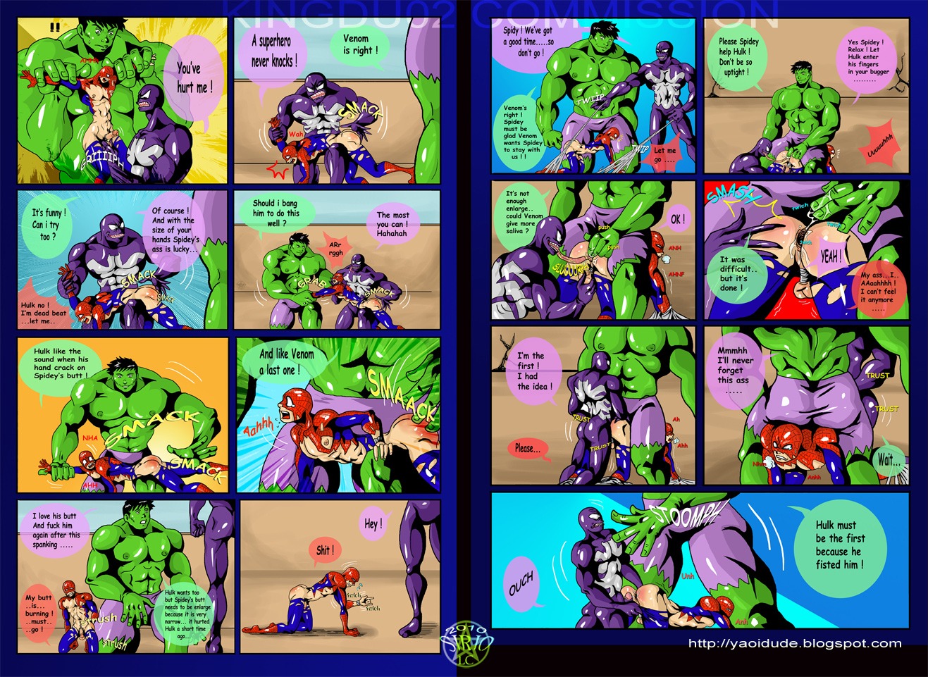 3boys big_dom_small_sub bondage bound_penis boy_rape comic dominant_villain forced_yaoi gay green-skinned_male green_skin group_sex hulk hulk_(series) human kingdu02 light-skinned_male light_skin male male_only male_rape_victim malesub marvel marvel_comics multiple_rapists penis peter_parker rape rule34 sirio sirio-lc size_difference smooth_skin spider-man spider-man_(series) text threesome venom_(marvel) villain_on_hero yaoi