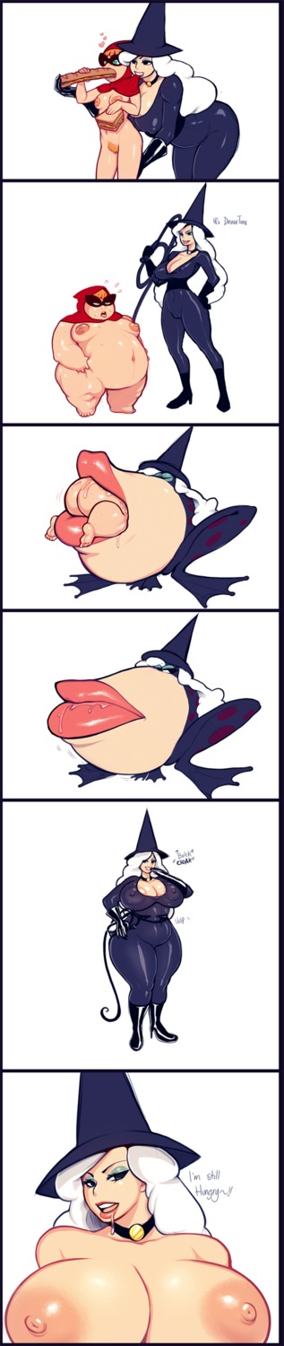 2_stupid_dogs after_vore amphibian belly bodily_fluids breast_expansion breasts butt clothing collar comic dialogue digestion drooling duo e621 english_text expansion fairy_tales female female_pred feral food frog hanna-barbera hat headgear headwear hi_res human human_focus human_pred humanoid lips little_red_riding_hood little_red_riding_hood_(copyright) long_image magic_user mammal modeseven nipples not_furry_focus oral_vore rapid_digestion saliva sandwich_(food) slightly_chubby source_request species_transformation talking_to_viewer tall_image text thick_lips tight_clothing transformation vore weight_gain whip witch witch_hat