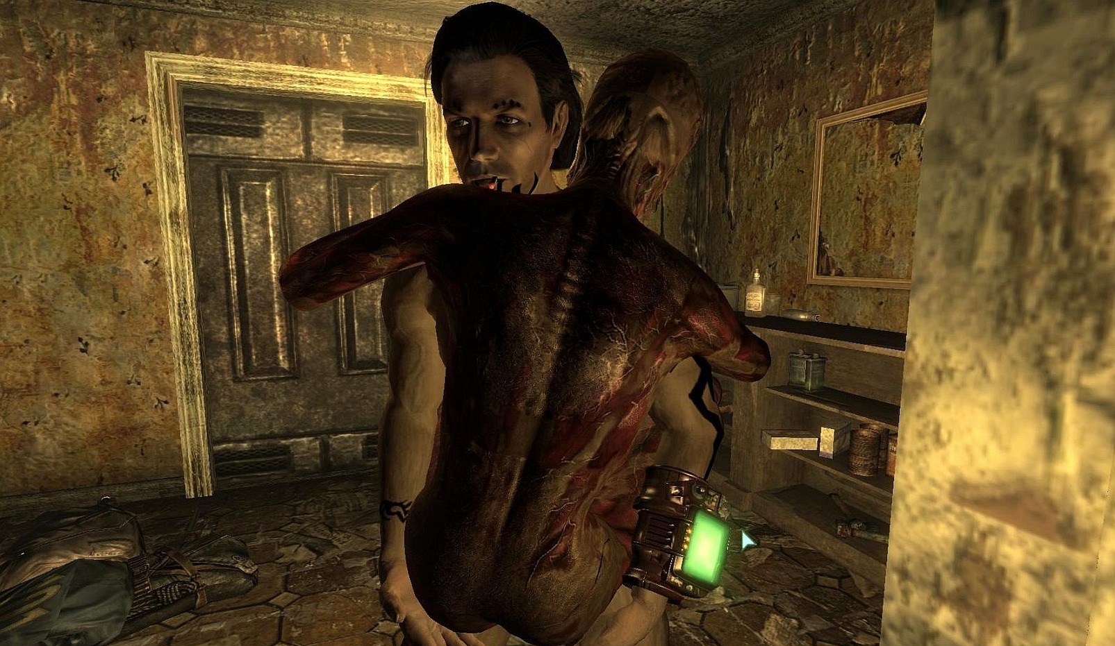 1boy 1girls 3d ass bethesda_softworks fallout fallout_3 female ghoul_(fallout) human lone_wanderer male monster post-human rule34 sex straight