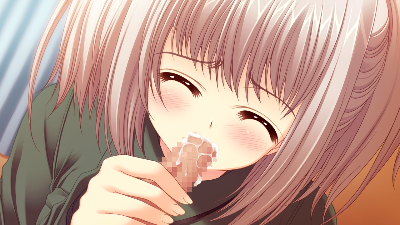 censored close cum fellatio female game_cg grey_hair hair kona_nako male nishimata_aoi oral penis rule34 sekai_seifuku_kanojo