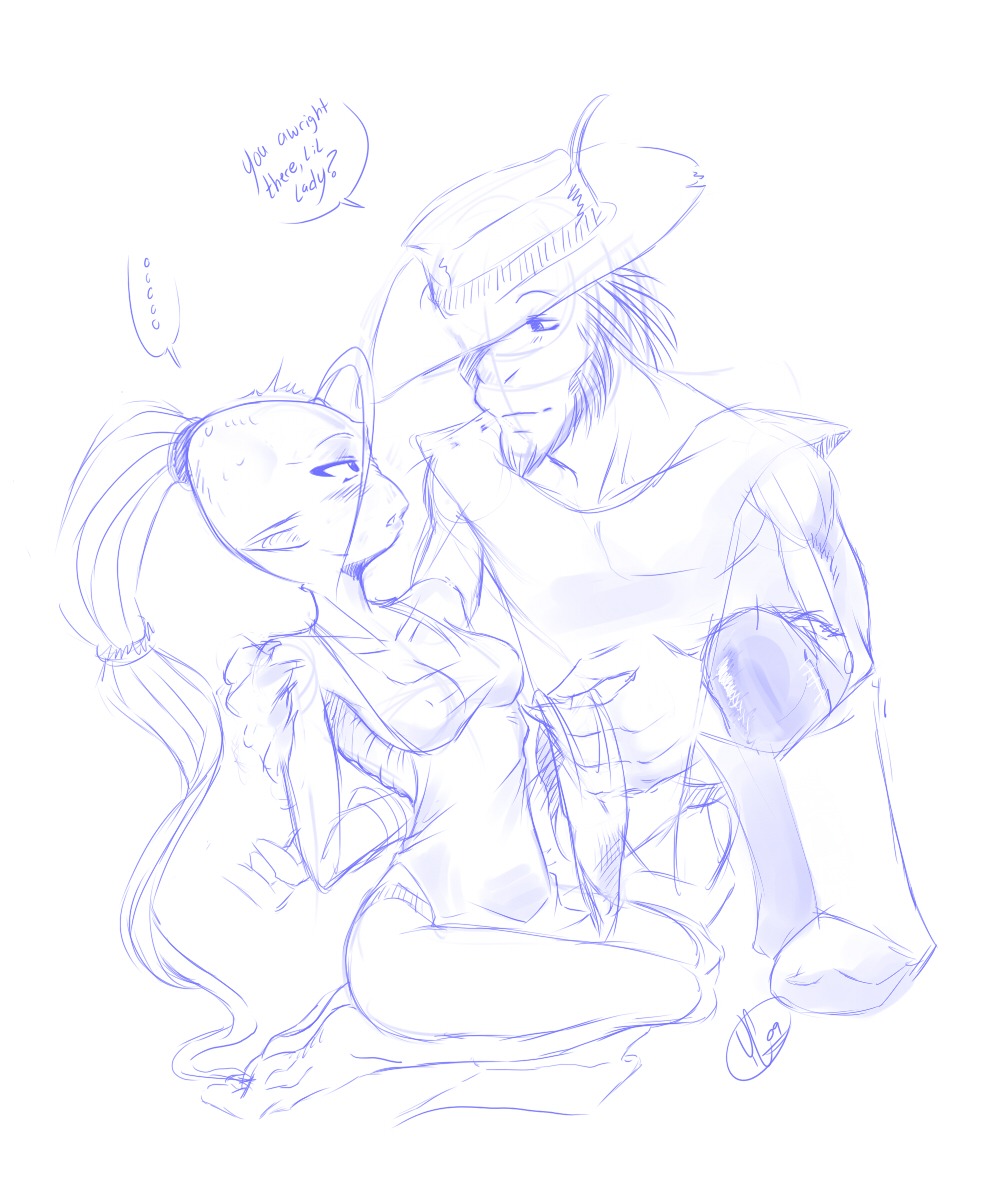 arms_behind_back bondage breasts duo female femsub male mudokon_(species) oddworld oddworld_stranger's_wrath rule34 sketch steef_(species) stranger_(oddworld) xenga_(yg) yg
