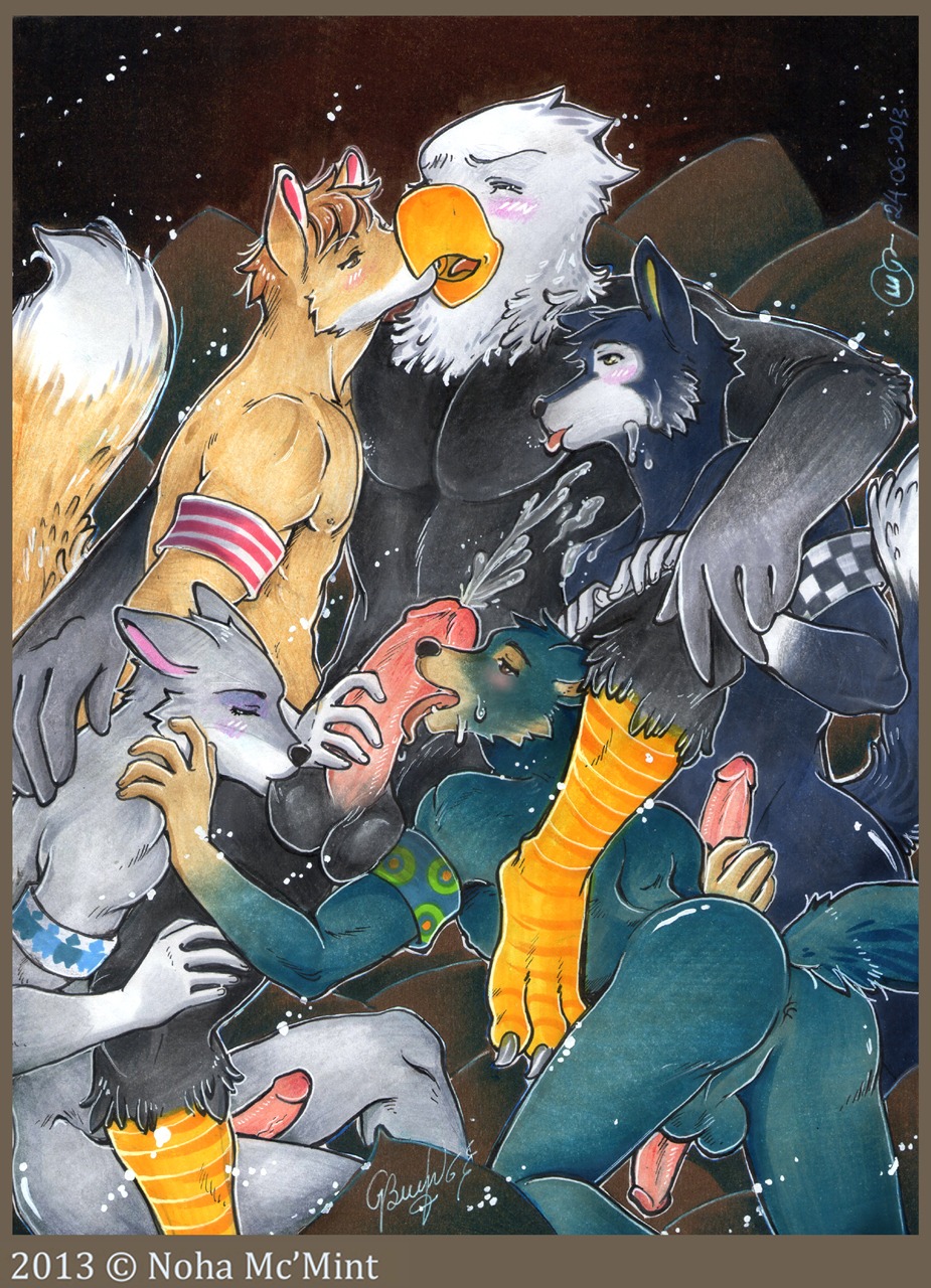 2013 accipitrid accipitriform animal_crossing anthro anus apollo_(animal_crossing) avian backsack bald_eagle ball_bite balls beak bird blush bodily_fluids body_worship butt canid canine canis chief_(animal_crossing) collaborative collaborative_fellatio collaborative_oral collaborative_sex cum cumshot e621 eagle ejaculation erection fang_(animal_crossing) fellatio genital_fluids genitals group group_sex harem hi_res humanoid_genitalia humanoid_penis interspecies licking lobo_(animal_crossing) male male/male male_penetrated male_penetrating male_penetrating_male mammal mcmint muscular nintendo nipple_fetish nipple_lick nipple_play nipples non-mammal_balls non-mammal_nipples nude oral orgasm orgy pecs penetration penile penis penis_lick sea_eagle sex tongue tongue_out traditional_media_(artwork) wolf wolfgang_(animal_crossing)