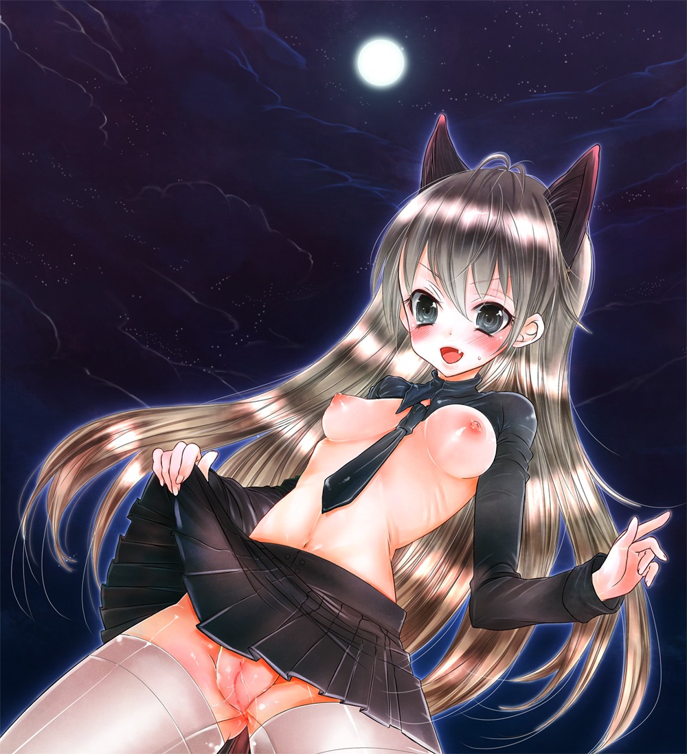 blush breasts clothing eila_ilmatar_juutilainen female no_panties rule34 skirt small_breasts stockings strike_witches tagme world_witches_series