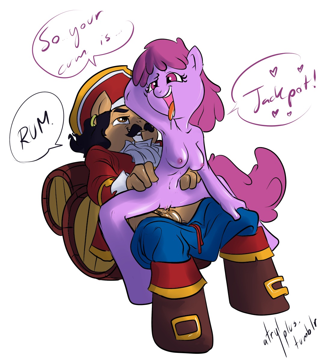 atryl berry_punch_(mlp) captain_morgan female friendship_is_magic my_little_pony purple_hair rule34 smooth_skin