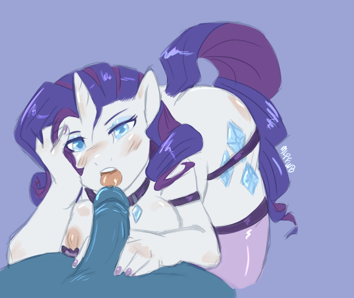 2012 anthro anthrofied areola aries84 ass_up blue_eyes blue_penis blush bodily_fluids breasts clothing collar cum cutie_mark duo e621 equid equine erection faceless_character faceless_male female first_person_view friendship_is_magic genital_fluids genitals hasbro horn legwear licking looking_at_viewer male male/female male_pov mammal my_little_pony mythological_creature mythological_equine mythology nude open_mouth oral penetrating_pov penile penis penis_lick rarity_(mlp) sex simple_background stockings tail teeth tongue tongue_out unicorn