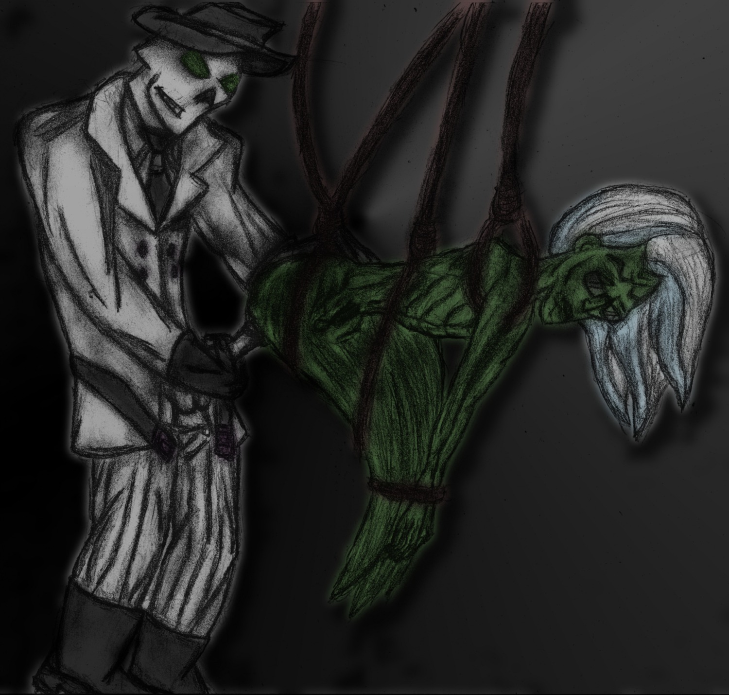 2boys danny_phantom gay ghost male nickelodeon rule34 technus tied_up walker_(danny_phantom) white_hair white_skin yaoi