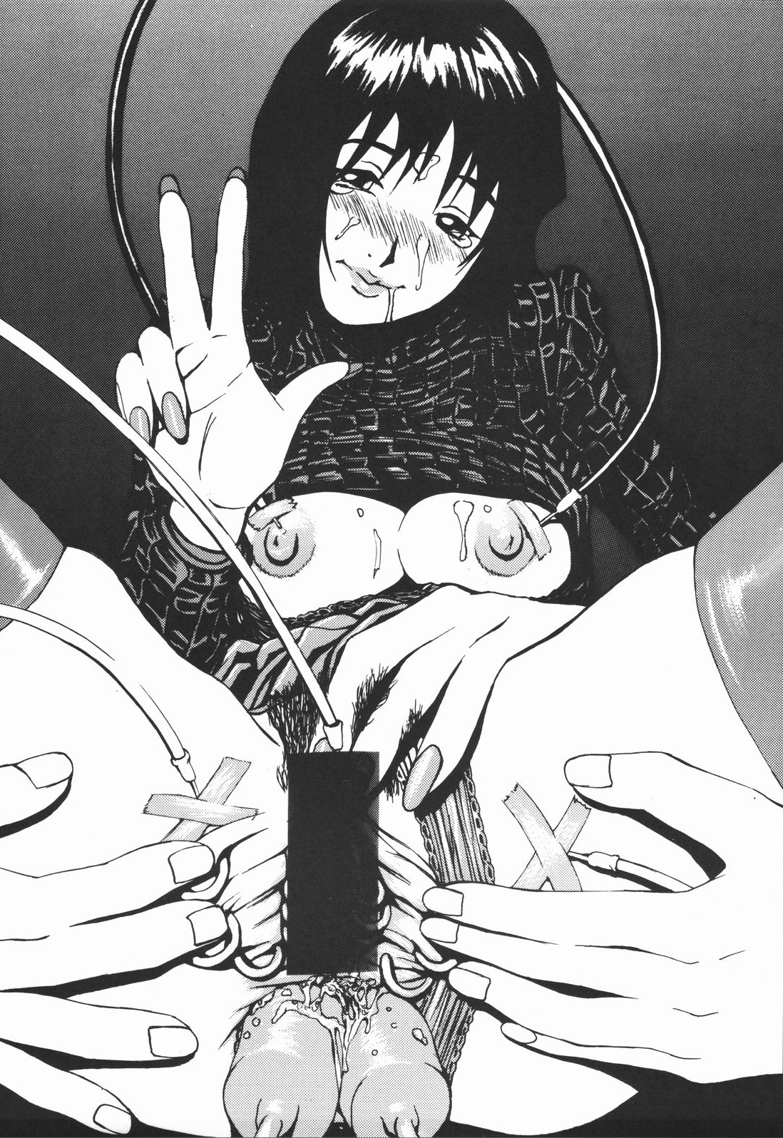 1girls artist_request breasts censored cowboy_bebop faye_valentine female greyscale human large_breasts monochrome nipples pussy rule34 short_hair tagme
