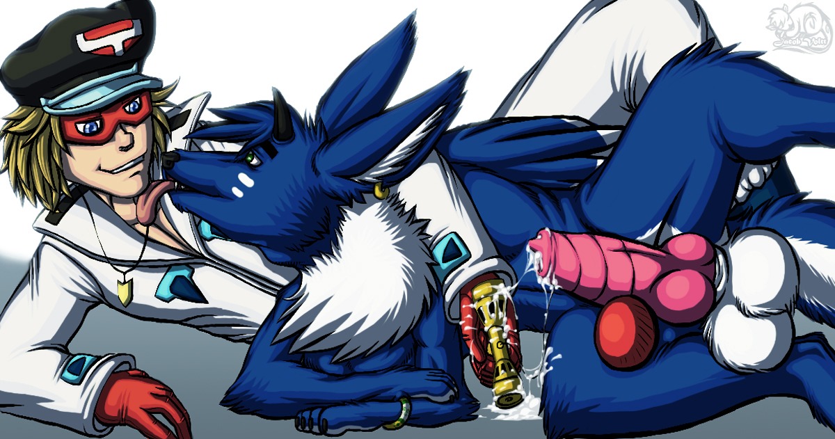 animal anthro balls big_balls canine canine_penis cum deretto feral furry gay horns human interspecies knot male mane mask penis rule34 wings xranzem