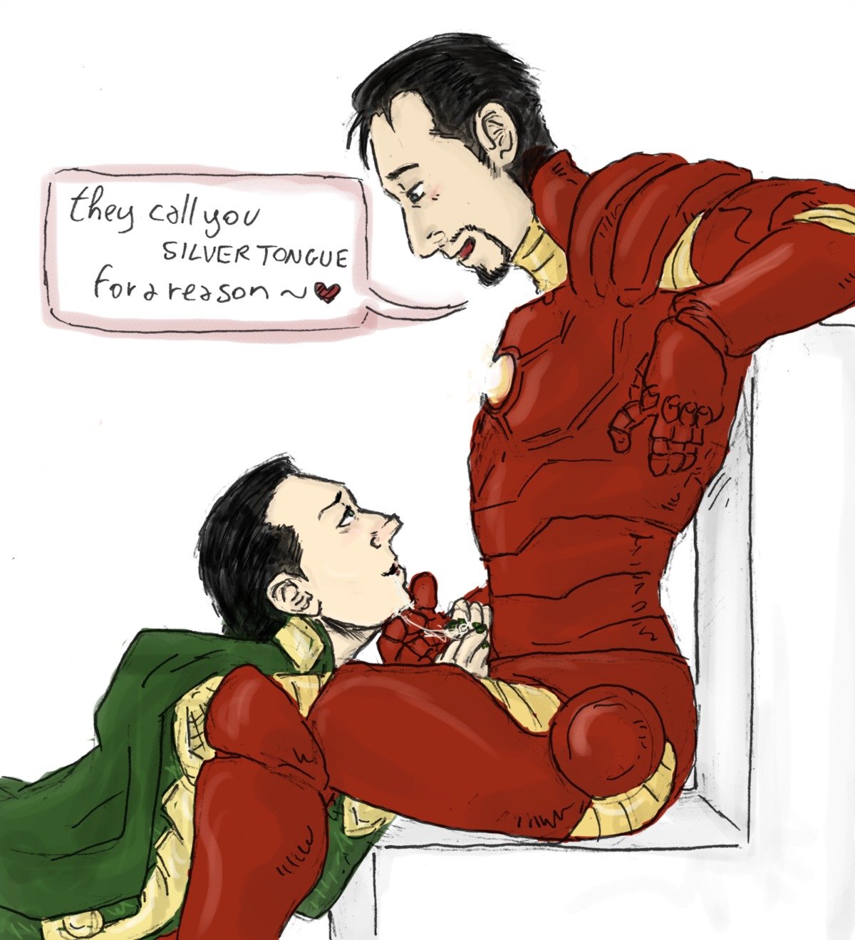 2boys avengers clothed_sex fellatio human human_only iron_man iron_man_(series) light-skinned_male light_skin loki_(marvel) male male_only marvel marvel_comics multiple_males rule34 tagme thor_(series) tony_stark yaoi