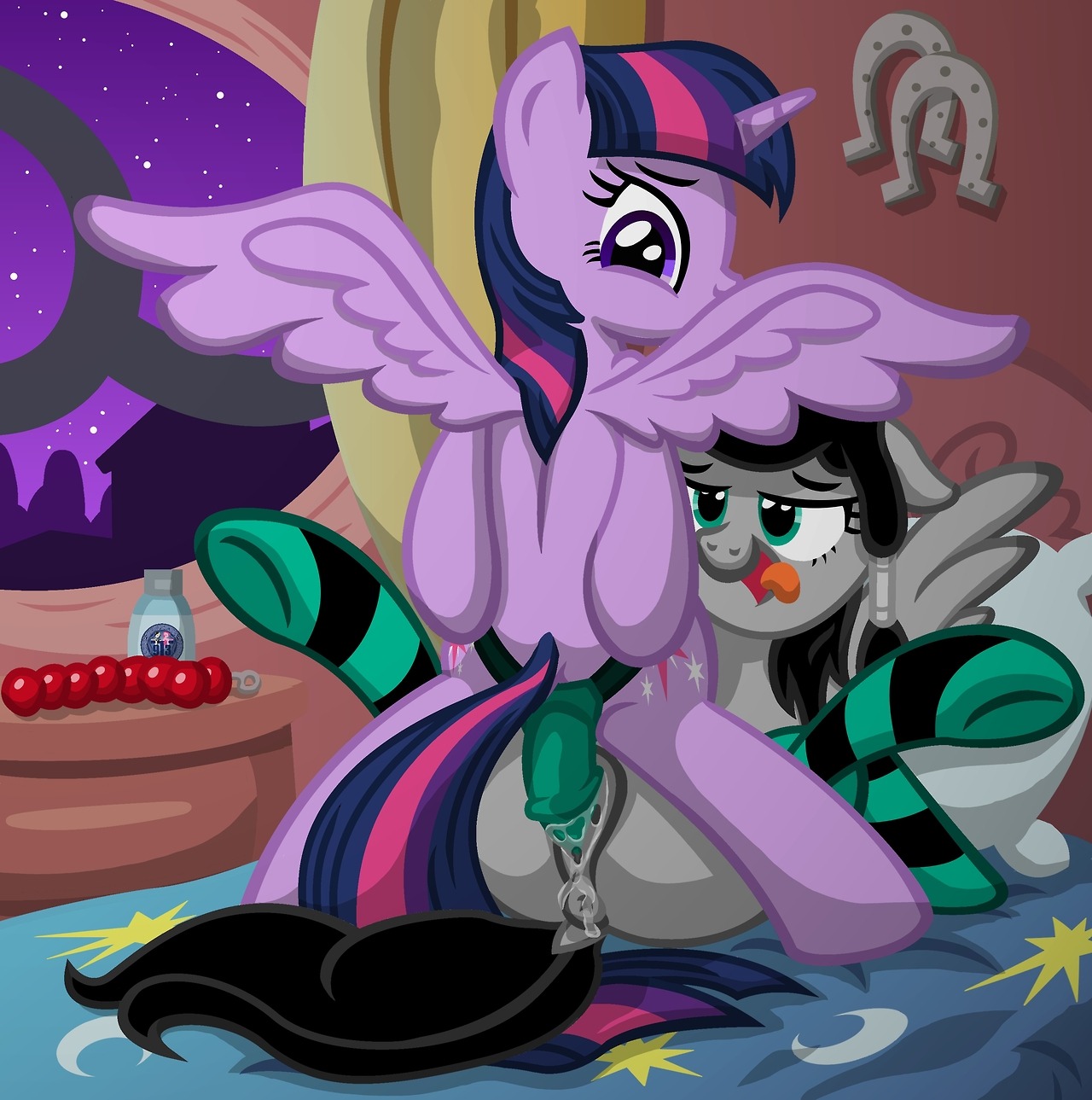 anal_beads animal_dildo animal_sex_toy bodily_fluids clothing dildo duo e621 equid equine equine_dildo fan_character feathered_wings feathers female female/female friendship_is_magic fur genital_fluids genitals green_dildo hair hasbro hi_res horn horseshoe legwear lube mammal multicolored_hair my_little_pony mythological_creature mythological_equine mythology pegasus penetration purple_body purple_fur purple_hair sex sex_toy sex_toy_in_vagina sex_toy_insertion stockings strapon strapon_in_pussy strapon_insertion strapon_sex template93 toying_partner twilight_sparkle_(mlp) two_tone_hair unicorn vaginal vaginal_fluids vaginal_penetration vulva wearing_strapon winged_unicorn wings
