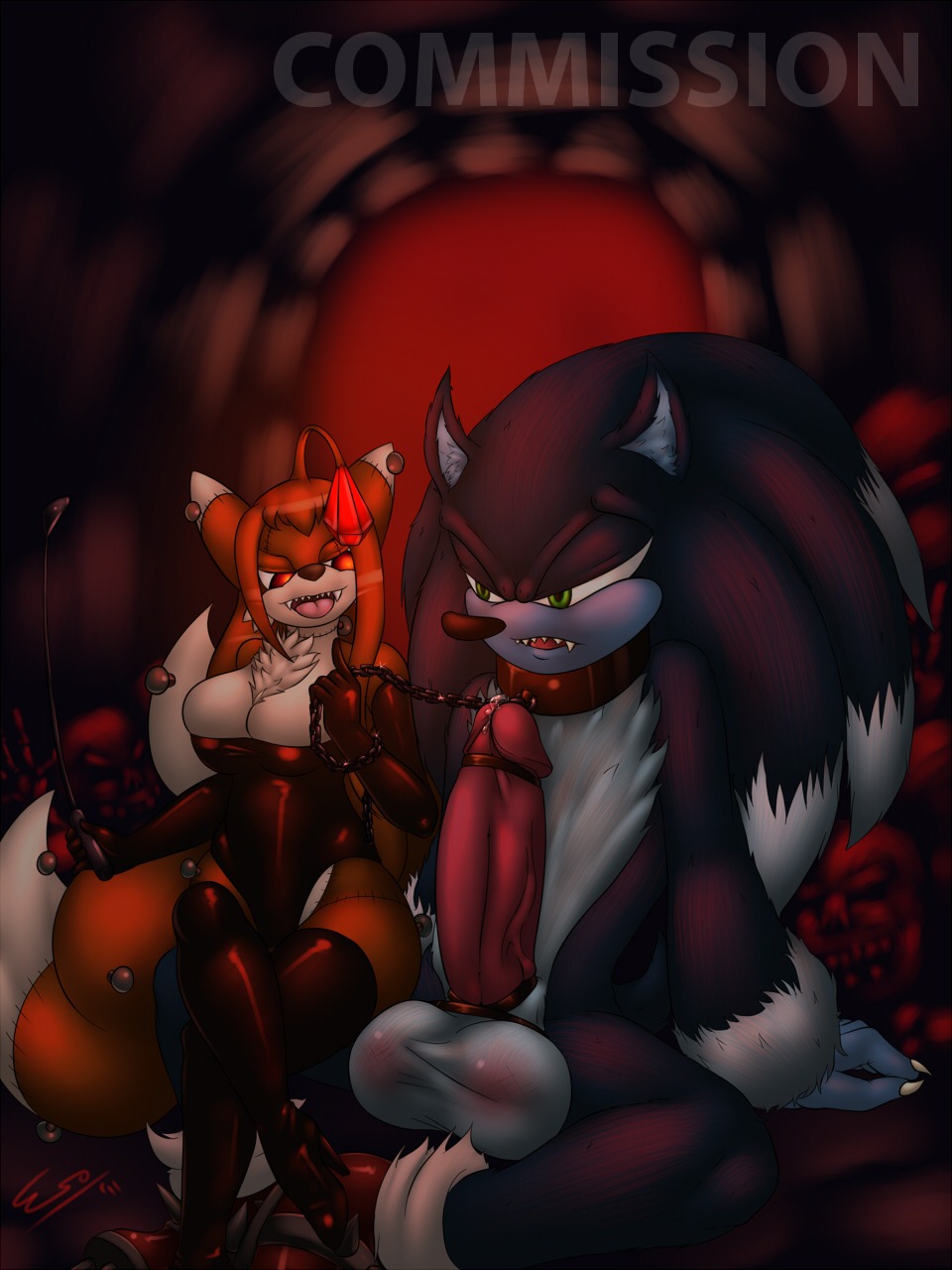3:4 animate_inanimate anthro armwear balls big_balls big_breasts big_penis blue_body blue_fur bodily_fluids boots breasts canid canine canis clothing collar crossgender domestic_dog dominant dominant_female duo e621 elbow_gloves erection eulipotyphlan female footwear fox fur genital_fluids genitals gloves handwear hedgehog hi_res high_heeled_boots high_heels huge_penis legwear living_plushie male mammal mostly_nude penis pherociouseso plushie precum riding_crop sega shoes sonic_the_hedgehog sonic_the_hedgehog_(series) sonic_the_werehog sonic_unleashed submissive submissive_male tail tails_doll thigh_boots thigh_highs vein werecreature wereeulipotyphlan werehog whip