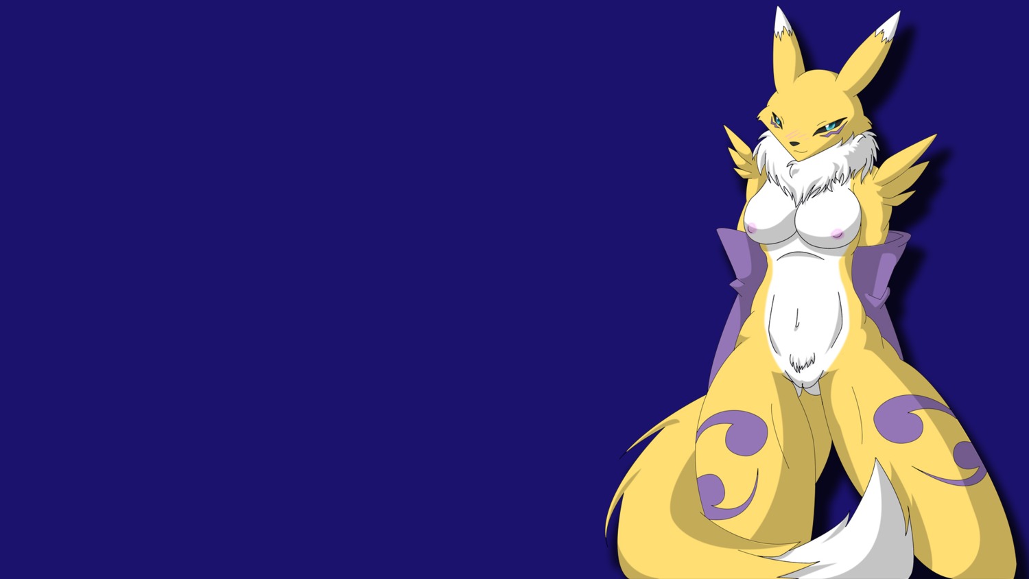 anthro breasts canine color digimon digimon_(species) female female_only fox front_view fur furry nude pussy renamon rule34 solo tagme vulva