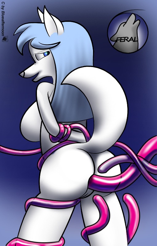 anal anal_penetration anthro big_breasts blue_hair breasts canid canine canis domestic_dog e621 eyewear female genitals glasses hair husky mammal nordic_sled_dog penetration shay_feral shay_feral_(artist) solo spitz tail tentacles vulva