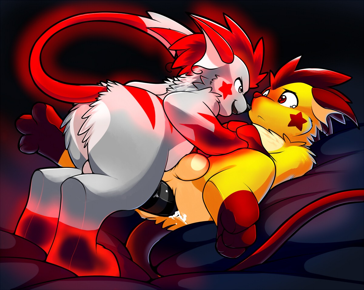 alternate_color anal anal_penetration backsack balls bodily_fluids butt cum dark_roy_(raichu) duo e621 erection fan_character fur generation_1_pokemon genital_fluids genitals hair male male/male male_penetrated male_penetrating male_penetrating_male mammal nintendo penetration penis pokemon pokemon_(species) raichu red_eyes rodent roy_(raichu) roy_arashi selfcest sex square_crossover striped_genitalia striped_penis stripes teasing