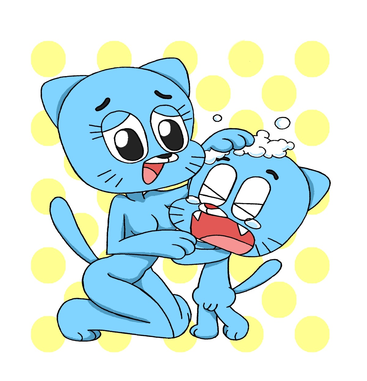 anthro domestic_cat feline female furry gumball_watterson male nicole_watterson rule34 tagme the_amazing_world_of_gumball